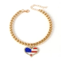 Verstelbare gouden huisdierketting met hartvormige USA vlag hanger en strassteentjes - Goud
