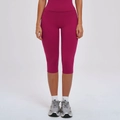Geborstelde yoga shorts met hoge taille in roze rood, naadloze strakke sportkleding - S / Frambozenrood