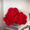 Close-up of 7cm handmade red crochet triple-layered yarn flowers for garment accessories - 7cm / Red