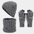Set invernale 3 pezzi in maglia tie-dye con berretto caldo, scaldacollo e guanti touch screen - Nero Grigio Misto (AL-SJT33) / Nero