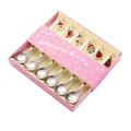 6-piece stainless steel Christmas spoon set with festive charms in pink gift box - Christmas Pendant Gift Box (silver 6 Spoons)