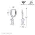 Technical dimensions of S925 silver earrings featuring 5A grade zircon stone pendants - Silver Plated 925 Silver - White Zirconia