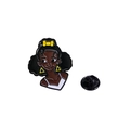 Cartoon enamel pin of a Black woman with yellow bow and black rubber clutch backing - Afro Girl Yellow Bow