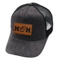 Casquette trucker en mesh gris foncé avec patch en cuir marron motif MOM et vache - MOM / Gris