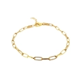 Détail du bracelet chaîne trombone géométrique dorée avec fermoir mousqueton et extension - Doré