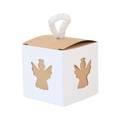 Scatola regalo bianca con coperchio kraft e intaglio ad angelo e manico in corda - Angelo
