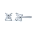 Elegant s925 silver four-leaf clover stud earrings with sparkling cubic zirconia stones - Silver (White Zirconia)
