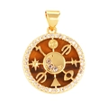 Gold plated micro-pave copper pendant with celestial moon and star symbols - Astrology-Tiger Eye