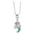 Silver mermaid koi pendant necklace with moonstone and multicolor zircon stones - Koi Fish (925-1# Silver)