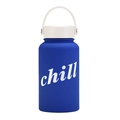 650ml navy blue vacuum insulated bottle with chill print and white handle lid - Royal Blue Chill