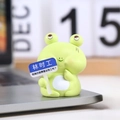 Cute green frog figurine holding blue job seeker sign for office desk decoration - 1188-35 Frog Doll