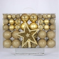 101-teiliges goldenes Weihnachtsbaum-Set mit Glitzerkugeln und Sternspitze in PVC-Box - Gold