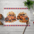 Halloween linen placemat featuring orange vintage pumpkins truck and maple leaves motif - Style 05-Encrypted Linen / 30*45cm(32g)