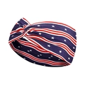 Knotted American flag headband with stars and stripes pattern for yoga and running - 2# (Blue Background White Stars Stripes)