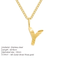 Minimalist golden stainless steel necklace with a ridged Y-shaped pendant, 10mm size - Letter Y / 10mm Pendant / Gold