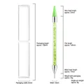 Detailed size specifications for dual-ended nail dotting pen with crystal filling - Green