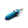 Hexagonal turquoise crystal pendant with silver clasp on white background - Turquoise