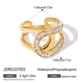 Gold plated stainless steel cross ring with rectangular zircons 5.5g waterproof - Golden Crisscross Twisted Style (JDR0107002)