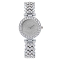 Luxuriöse Damenarmbanduhr in Silber mit vollständiger Strassverzierung auf dem Band - Silber