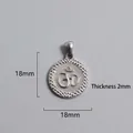 Detailed view of 18mm silver Om pendant with 2mm thickness and textured edges - Yoga Om Symbol Round Charm (P00039S)