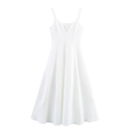 Elegante witte jurk met V-hals en X-lijn, minimalistisch silhouet en zwierige A-lijn rok - XS / Wit