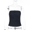Sexy slim fit dark blue denim tube top for women beach and vacation style - S / Blue