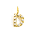 Gold letter D pendant charm with imitation pearls and loop for jewelry making - Letter D / Gold