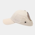 Detail of beige ponytail baseball cap featuring unique open-back design and metal buckle - Adjustable / Off White