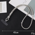 Cordón bandolera de estrás plateado para móvil con anillo metálico y parche, largo 45cm - Cordón para el Cuello (K3557) / Blanco