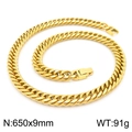 Goldene doppelt gewebte Edelstahl-Halskette 650x9mm mit 91g Gewicht Variante - Gold (650x9mm)