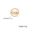 Golden 10mm round pendant featuring two star cut-out designs for DIY jewelry making - Solid and Hollow Stars / Gold