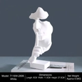 Modern white resin hush face sculpture with abstract art style on a square base - Silence-White