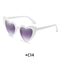 Fashion heart-shaped sunglasses with white frame and purple gradient lenses C14 - White Frame Gray Lens