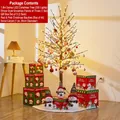 1.8m LED Christmas tree set with snowman figures, pink ornaments, and plush white tree skirt - 1.8m Encryption 6-Gift Box Decoration Set
