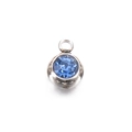 Minimalist 6mm silver stainless steel pendant with round blue birthstone setting - Royal Blue - Steel Color