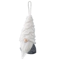 Gnomo di Natale nordico con cappello di peluche bianco e corpo in feltro grigio decoro - Bianco
