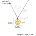 Religious 18k gold plated round coin pendant necklace with IC XC NI KA zircon inlay - 12mm Diameter (P367) / Gold