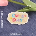 Cloud-shaped embroidered patch featuring Cute Day text and rainbow accents for clothing - Self-Adhesive CUTE DAY Cloud