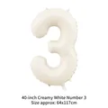 40 inch cream white number 3 foil balloon for birthday party decorations - 40 Inch Number 3 / Cream White
