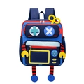 Blue cartoon robot backpack for kids with colorful compartments and playful 3D details - Blue