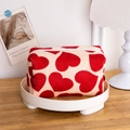 Neceser octogonal de pana crema con patrón de corazones rojos y cierre de cremallera - Estilo de Corazón Rojo