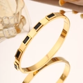 【224】gold Square Black Diamond Bangle