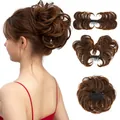 Chignon finto castano spettinato con pettine per acconciature voluminose - Marrone Zenzero e Punte Auburn Chiaro