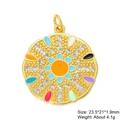 Detail of colorful enamel sunburst pendant with zircon stones and dimensions - Bohemian Sun