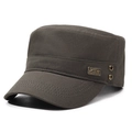 Deep olive green cotton cadet cap for men with stylish metal logo and breathable eyelets - Adjustable / Army Green