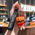 Death Note anime keychain with pumpkin head character and black rubber wrist strap - B218-6 Pumpkin Man / Large