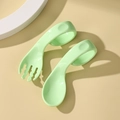 Light green baby training spoon and fork set with curved handles for self-feeding - Fresh Green (Bagged)