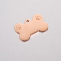 Rose gold bone-shaped stainless steel dog tag with paw prints for pet engraving - Rose Gold
