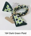 Dark green checkered silk scarf phone strap with golden metal chain and beige pad - 16# Dark Green Plaid