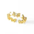 Gold-plated butterfly ring with white pearls and sparkling zircons for women - Butterfly Pearl Style (B)